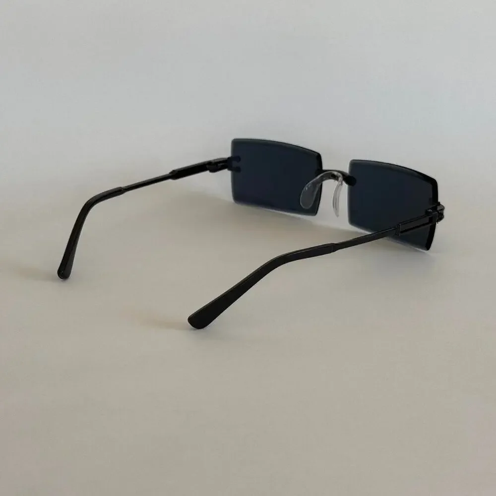 Y2K Black Rectangle Sunglasses Unisex Subtle Flair Streetwear UVA UVB